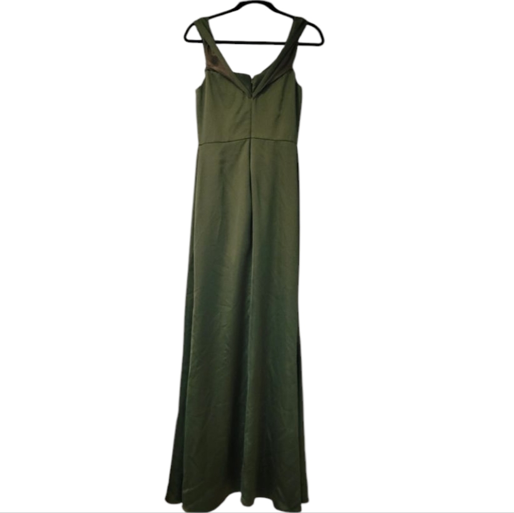 Revelry Elegant Olive Green Bardot Off-Shoulder Bridesmaid Dress. Size 6 - Picture 4 of 9